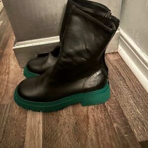 Black Boots with Green Soles